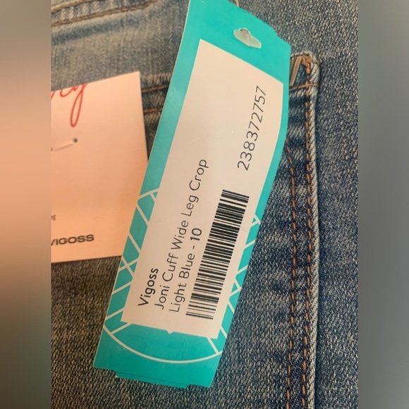 Vigoss Joni Cuff wide leg crop jeans NWT women’s size 10/30. - Picture 7 of 11